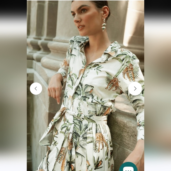 Guadalupe Womens Luciana Jungle Dress White Green Size XSmall Tropical Maxi Long - Picture 2 of 14